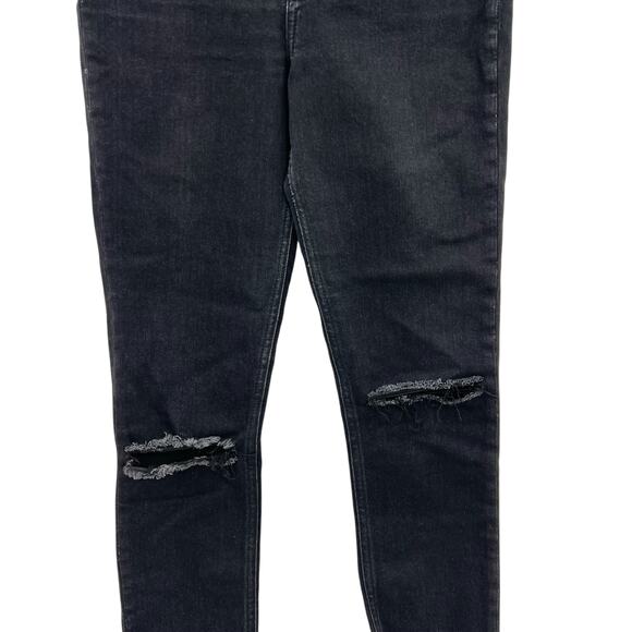 Reformation High Waist Skinny Jeans‎ Destroyed Faded Black Denim Size 24 - Picture 6 of 12